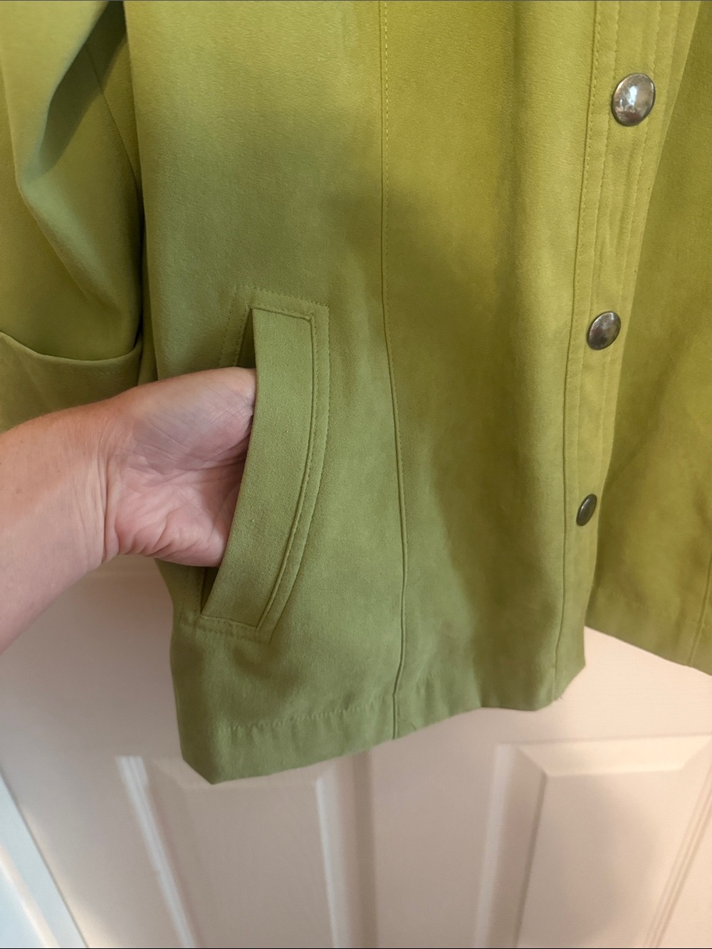 JM Collection Green Button-Front Utility Jacket - Picture 3 of 5